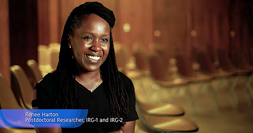 Magnetic Fields screen shot of Renee Harton, an I-MRSEC Postdoctoral Researcher in its IRG-1 and IRG-2 research groups, who shares how she got interested in material science as a young person during one of the 